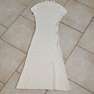 New Bohme Cream Ribbed Knit Dress Size Medium